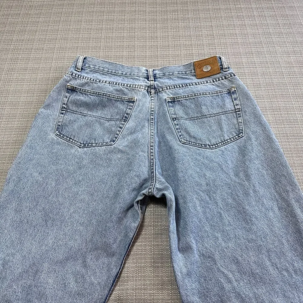 Tommy Hilfiger Jeans Mens 38x32 Baggy Wide Leg Retro Y2K Stone Washed Lion Crest